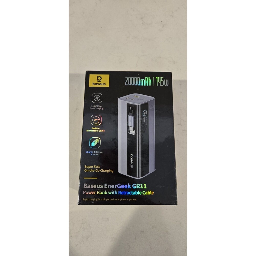 Baseus EnerGeek GR11 20,000mAh 145w Power Bank w/ Retractable Cable New
